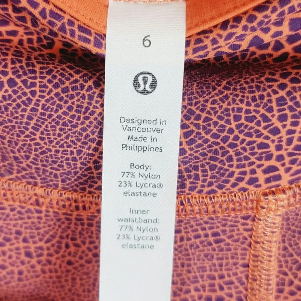 Lululemon Invigorate High-Rise Tight 25” in Crackle Orange, sz 6